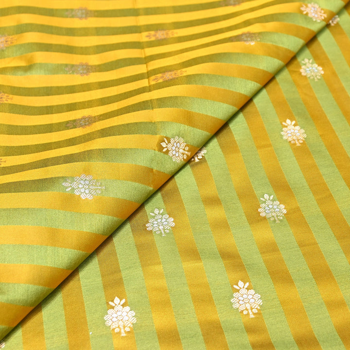 Premium Striped Satin Double Zari Brocade Fabric for Ethnic Wear - DSM523-6