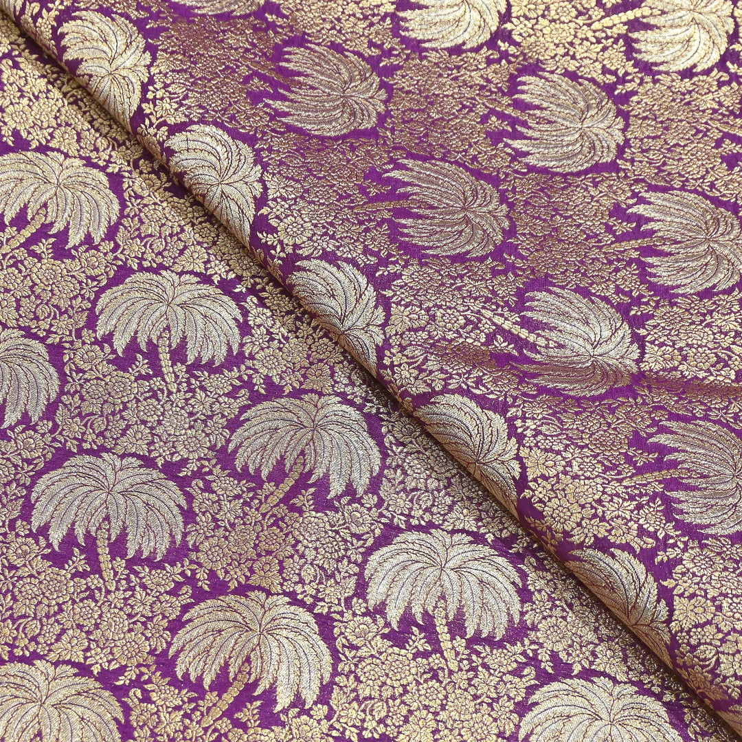 Silk Alfi Zari Brocade Fabric – Traditional Designer Brocade Fabric - AS1856-F