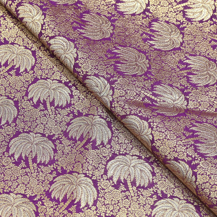 Silk Alfi Zari Brocade Fabric – Traditional Designer Brocade Fabric - AS1856-F