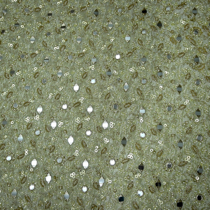 Premium Dyeable Tissue Moti Mirror Embroidery Fabrics