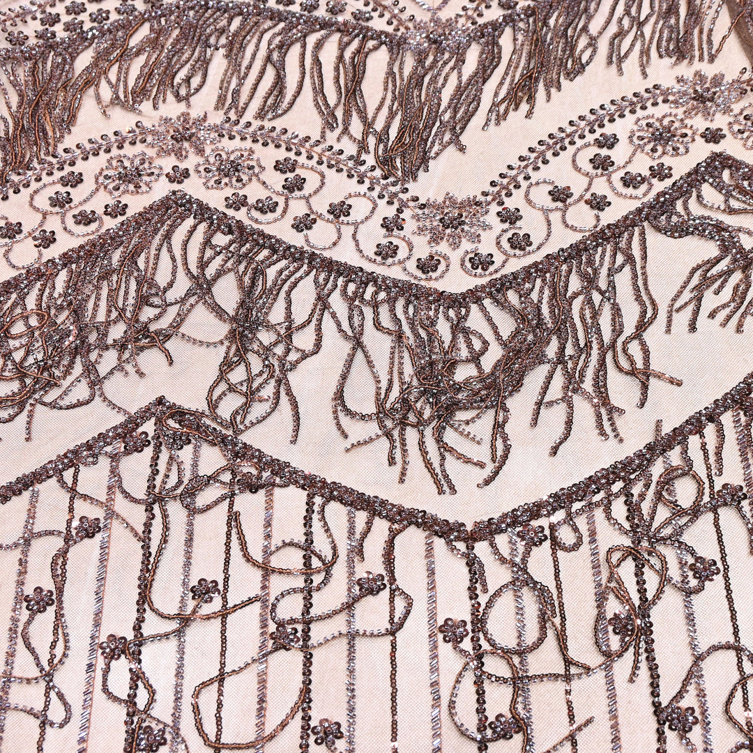 Imported Net Embroidery Fabric with Heavy Sequins & Beads Embroidery 54" | CF4833-03