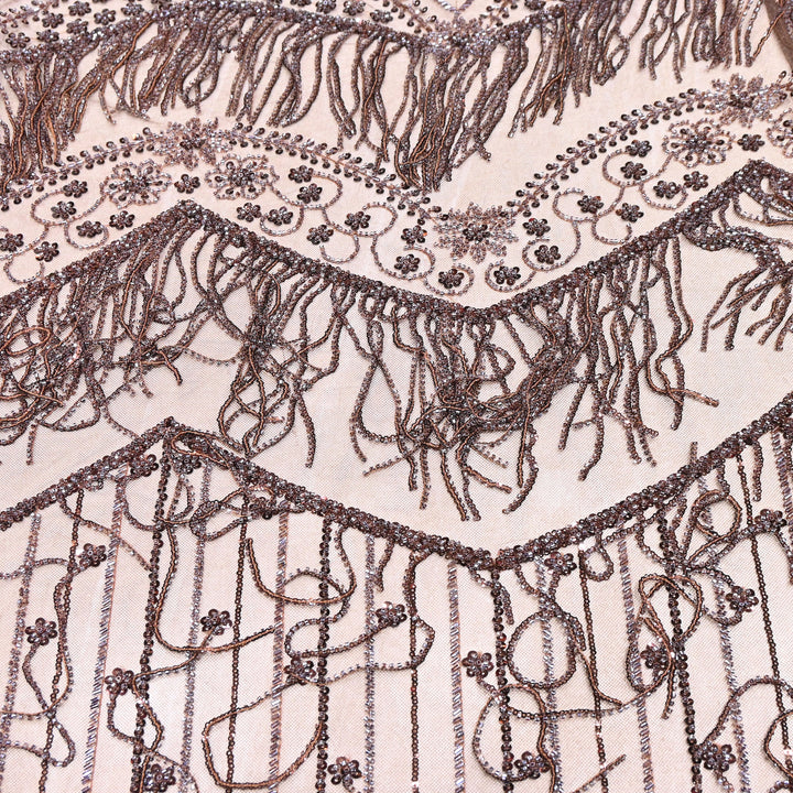 Imported Net Embroidery Fabric with Heavy Sequins & Beads Embroidery 54" | CF4833-03