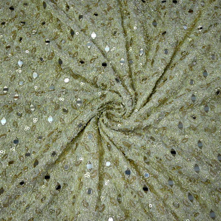 Premium Dyeable Tissue Moti Mirror Embroidery Fabrics