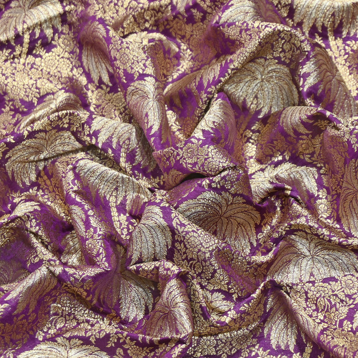 Silk Alfi Zari Brocade Fabric – Traditional Designer Brocade Fabric - AS1856-F