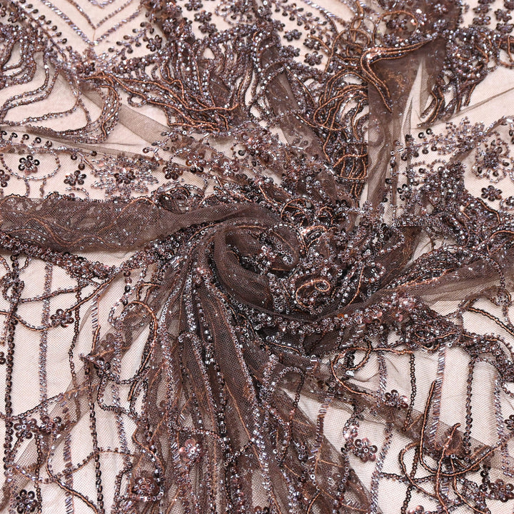 Imported Net Embroidery Fabric with Heavy Sequins & Beads Embroidery 54" | CF4833-03