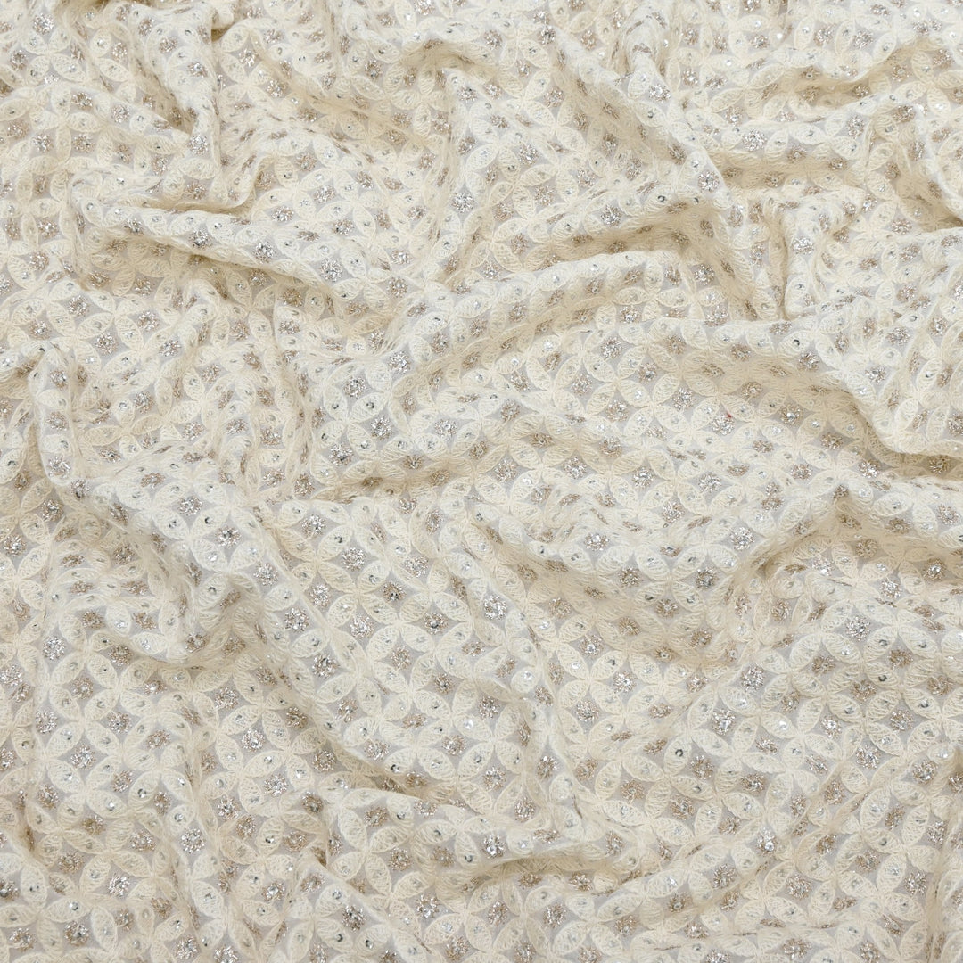 Premium Dyeable Viscose Georgette Zari & Thread Embroidery Designer Fabric