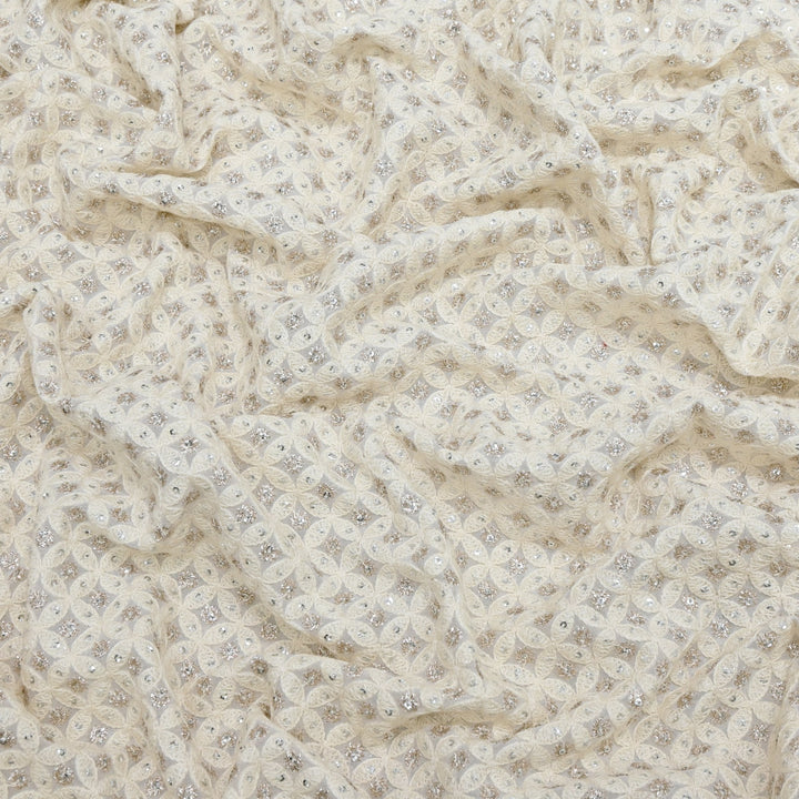 Premium Dyeable Viscose Georgette Zari & Thread Embroidery Designer Fabric