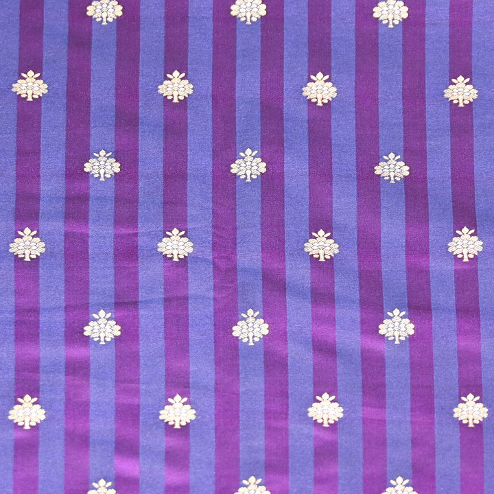 Premium Striped Satin Double Zari Brocade Fabric for Ethnic Wear - DSM523-4