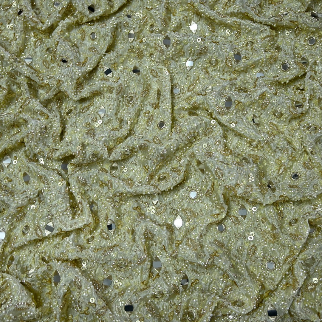 Premium Dyeable Tissue Moti Mirror Embroidery Fabrics