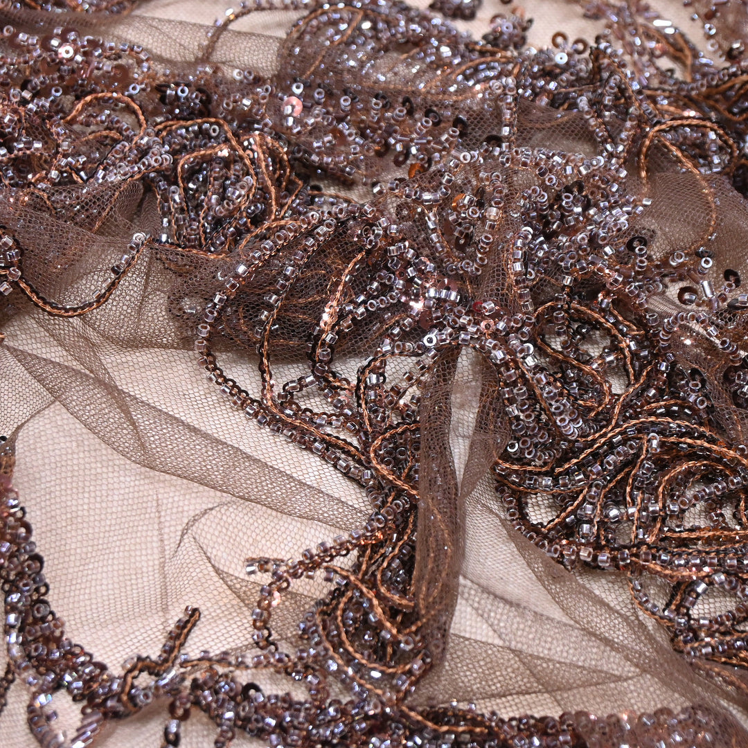 Imported Net Embroidery Fabric with Heavy Sequins & Beads Embroidery 54" | CF4833-03