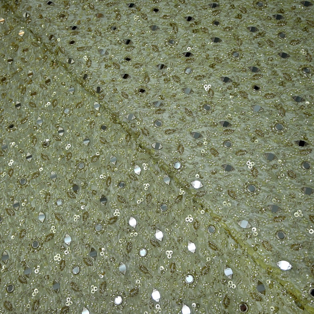 Premium Dyeable Tissue Moti Mirror Embroidery Fabrics