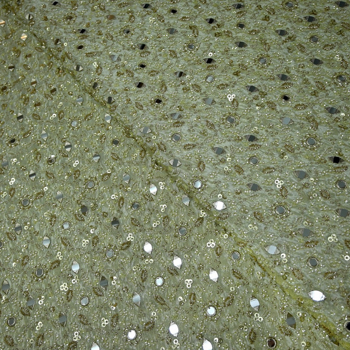 Premium Dyeable Tissue Moti Mirror Embroidery Fabrics