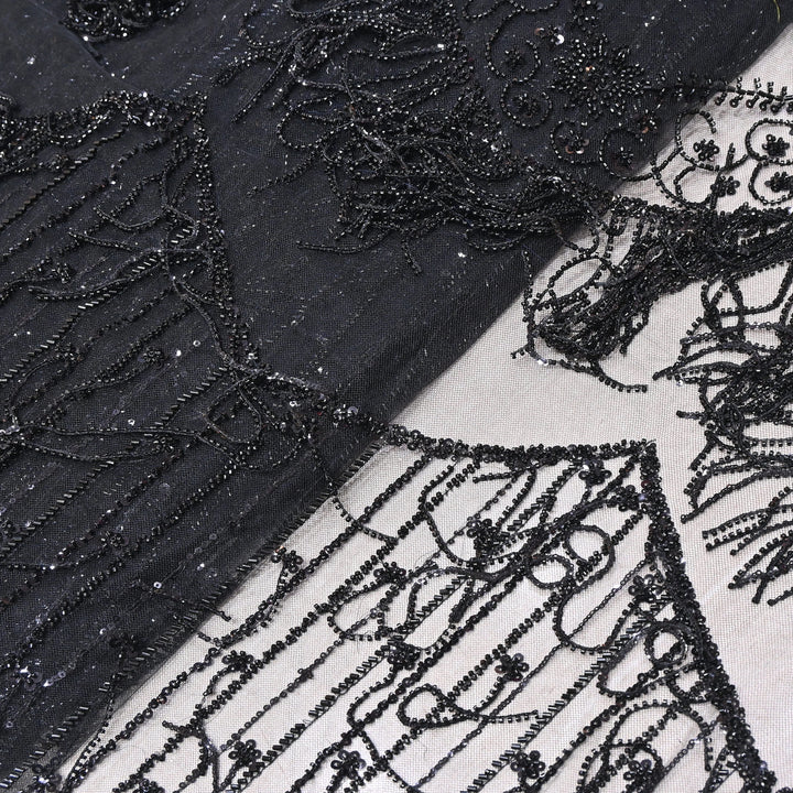 Imported Net Embroidery Fabric with Heavy Sequins & Beads Embroidery 54" | CF4833-04
