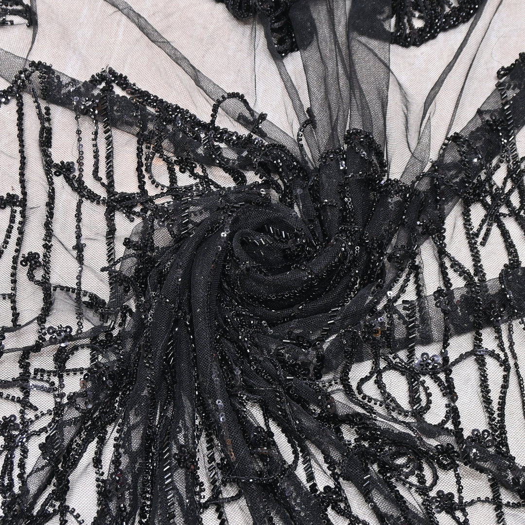 Imported Net Embroidery Fabric with Heavy Sequins & Beads Embroidery 54" | CF4833-04