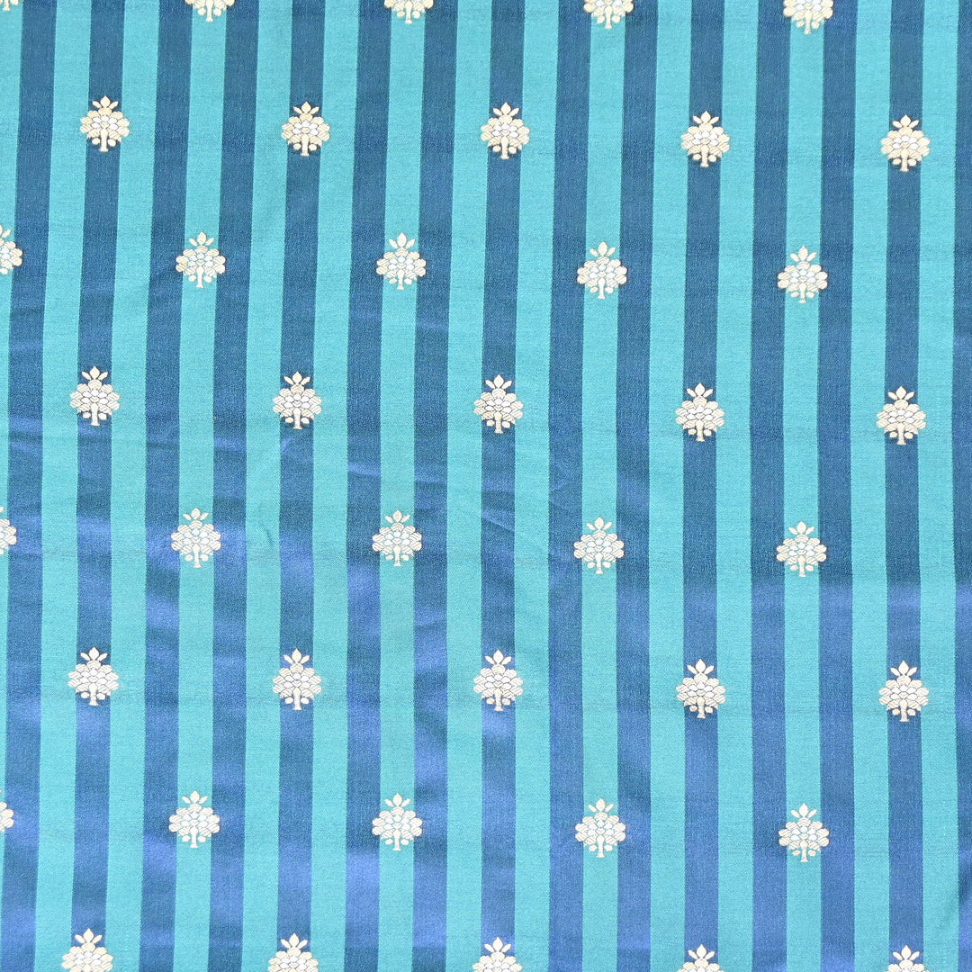Premium Striped Satin Double Zari Brocade Fabric for Ethnic Wear - DSM523-3