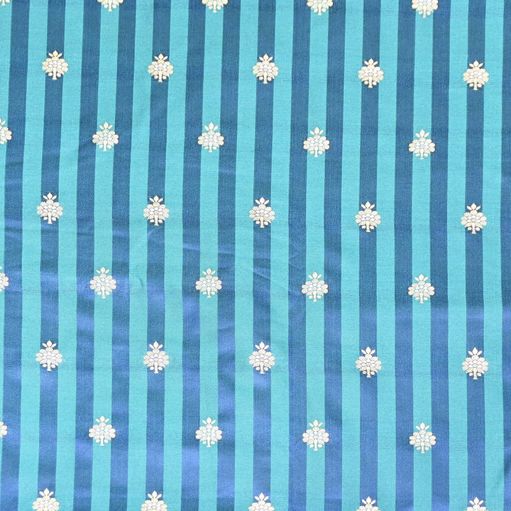 Premium Striped Satin Double Zari Brocade Fabric for Ethnic Wear - DSM523-3