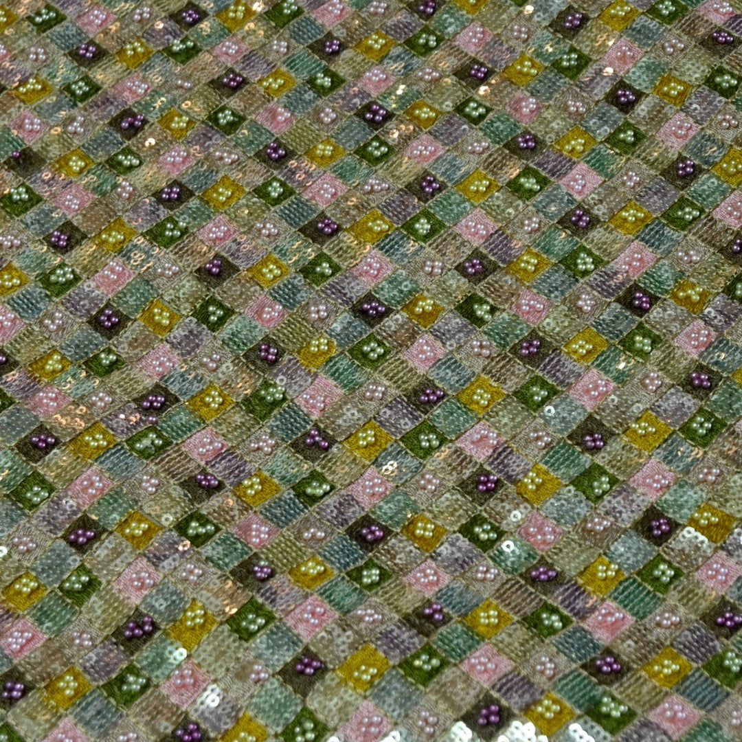 Premium Dyeable Tissue Thread Moti Sequins Embroidery Fabrics