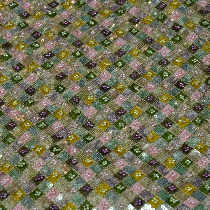 Premium Dyeable Tissue Thread Moti Sequins Embroidery Fabrics