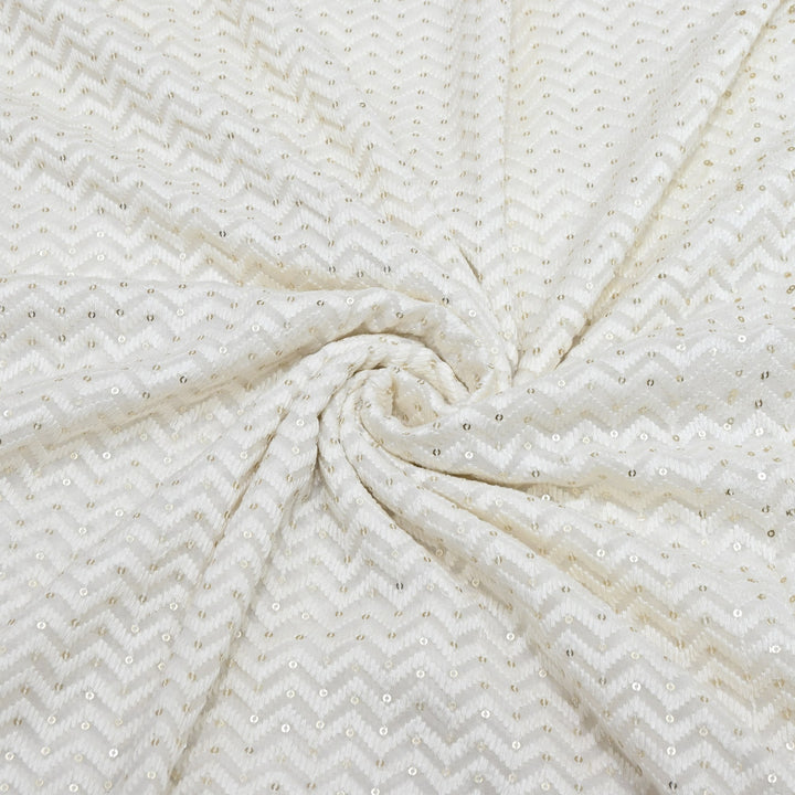 Premium Dyeable Georgette Fabric Thread & Sequins Embroidery Designer Fabric SC0R196
