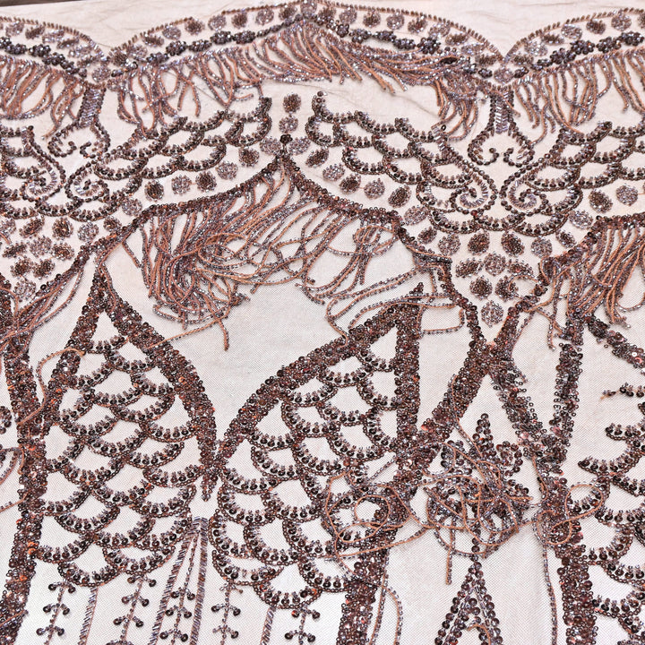 Imported Net Embroidery Fabric with Heavy Sequins & Beads Embroidery 60" | CF4832-01