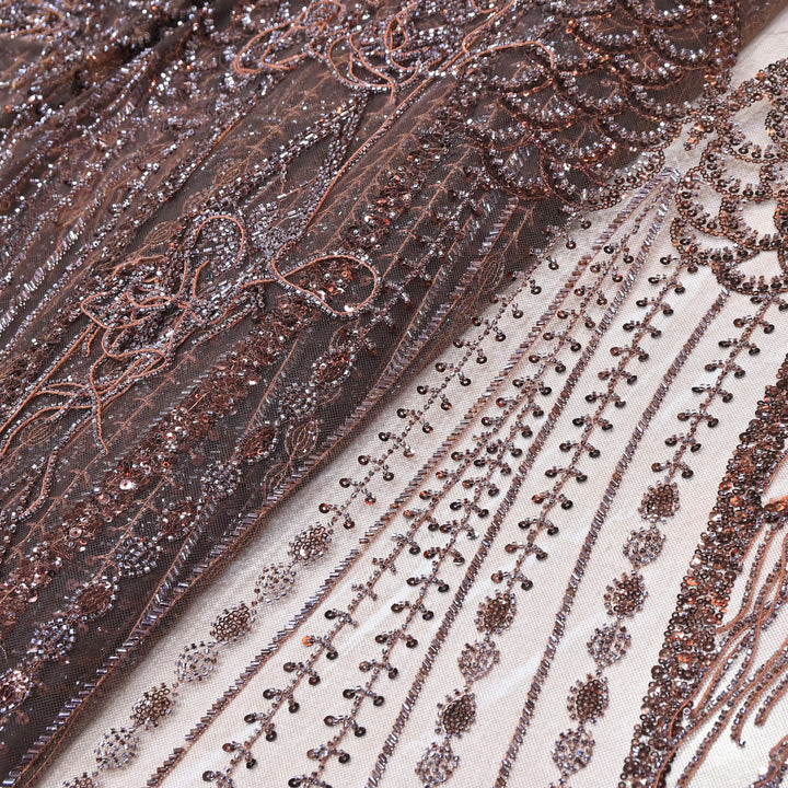 Imported Net Embroidery Fabric with Heavy Sequins & Beads Embroidery 60" | CF4832-01
