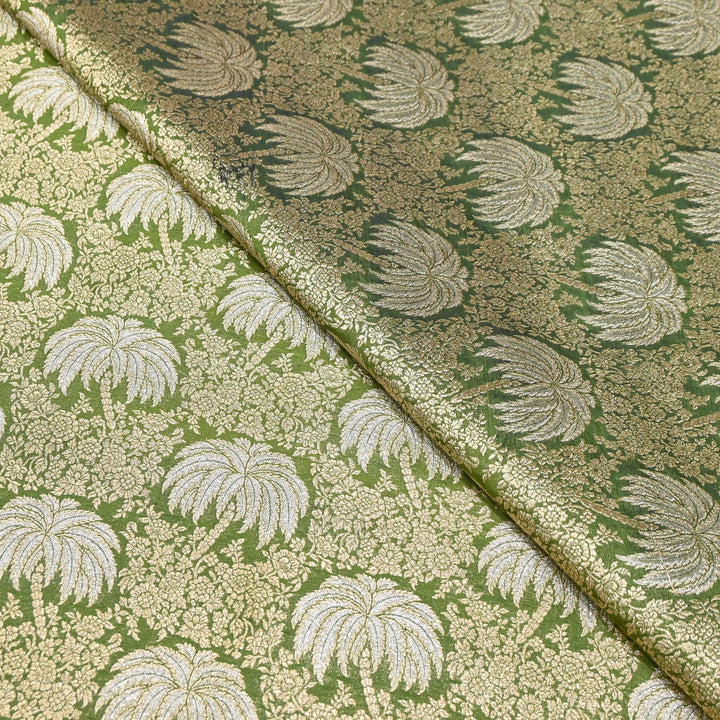 Silk Alfi Zari Brocade Fabric – Traditional Designer Brocade Fabric - AS1856-I