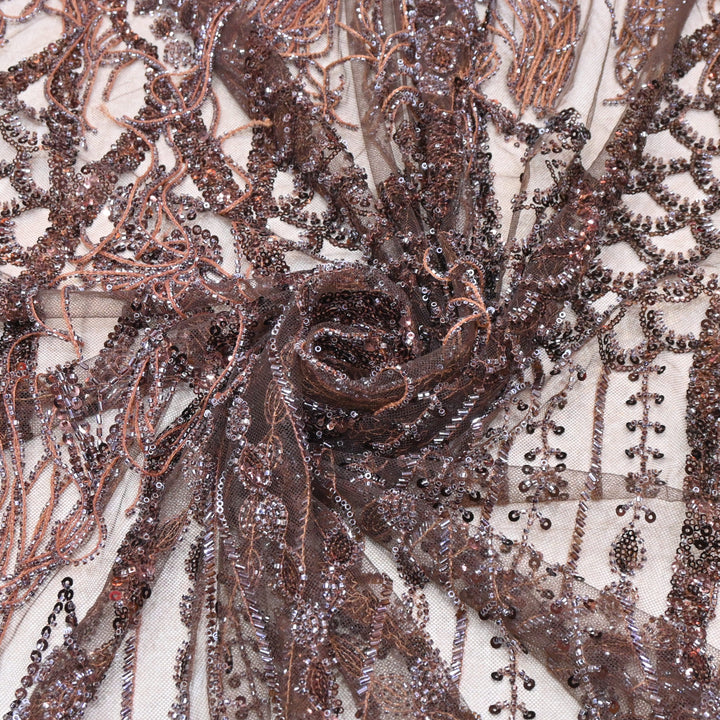 Imported Net Embroidery Fabric with Heavy Sequins & Beads Embroidery 60" | CF4832-01