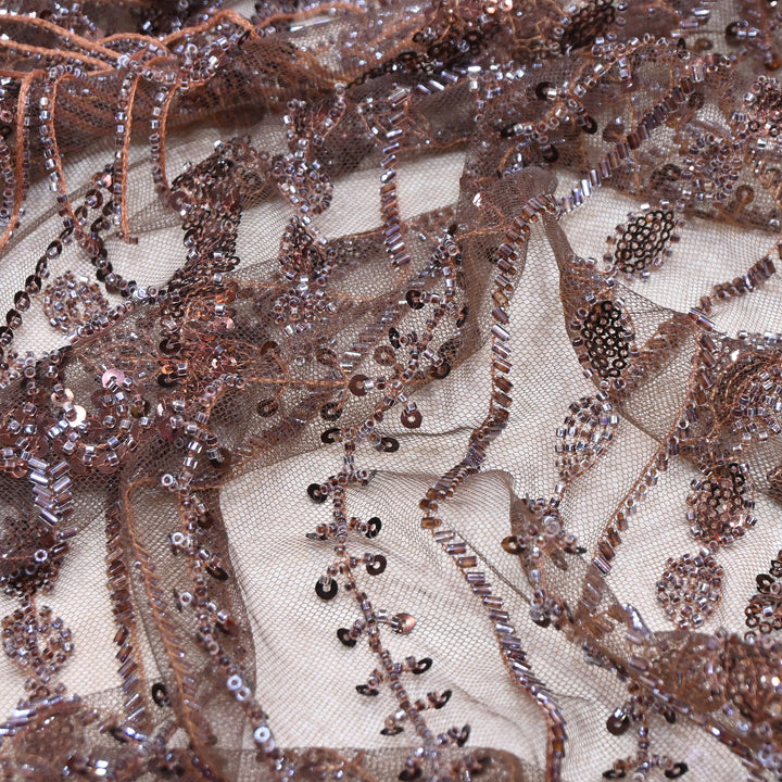 Imported Net Embroidery Fabric with Heavy Sequins & Beads Embroidery 60" | CF4832-01
