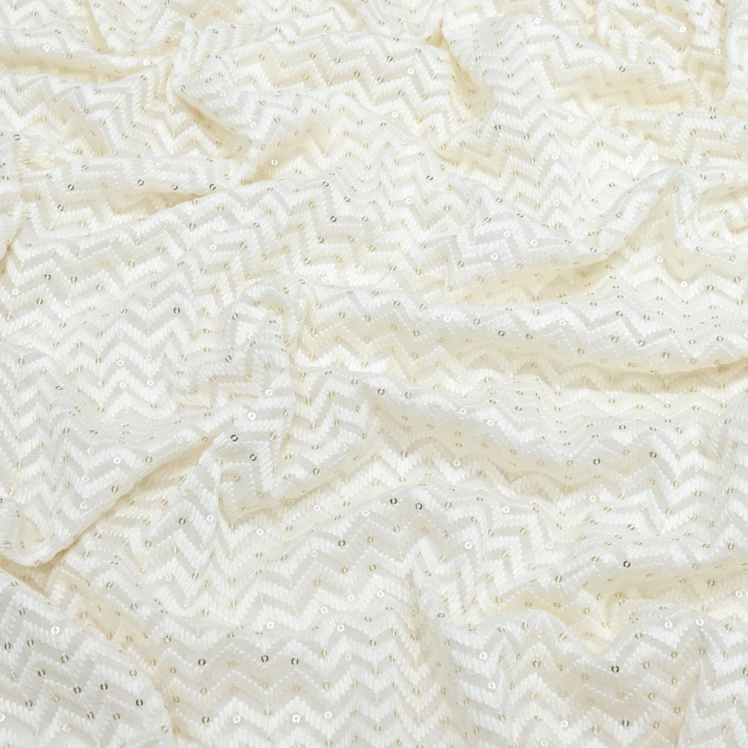 Premium Dyeable Georgette Fabric Thread & Sequins Embroidery Designer Fabric SC0R196