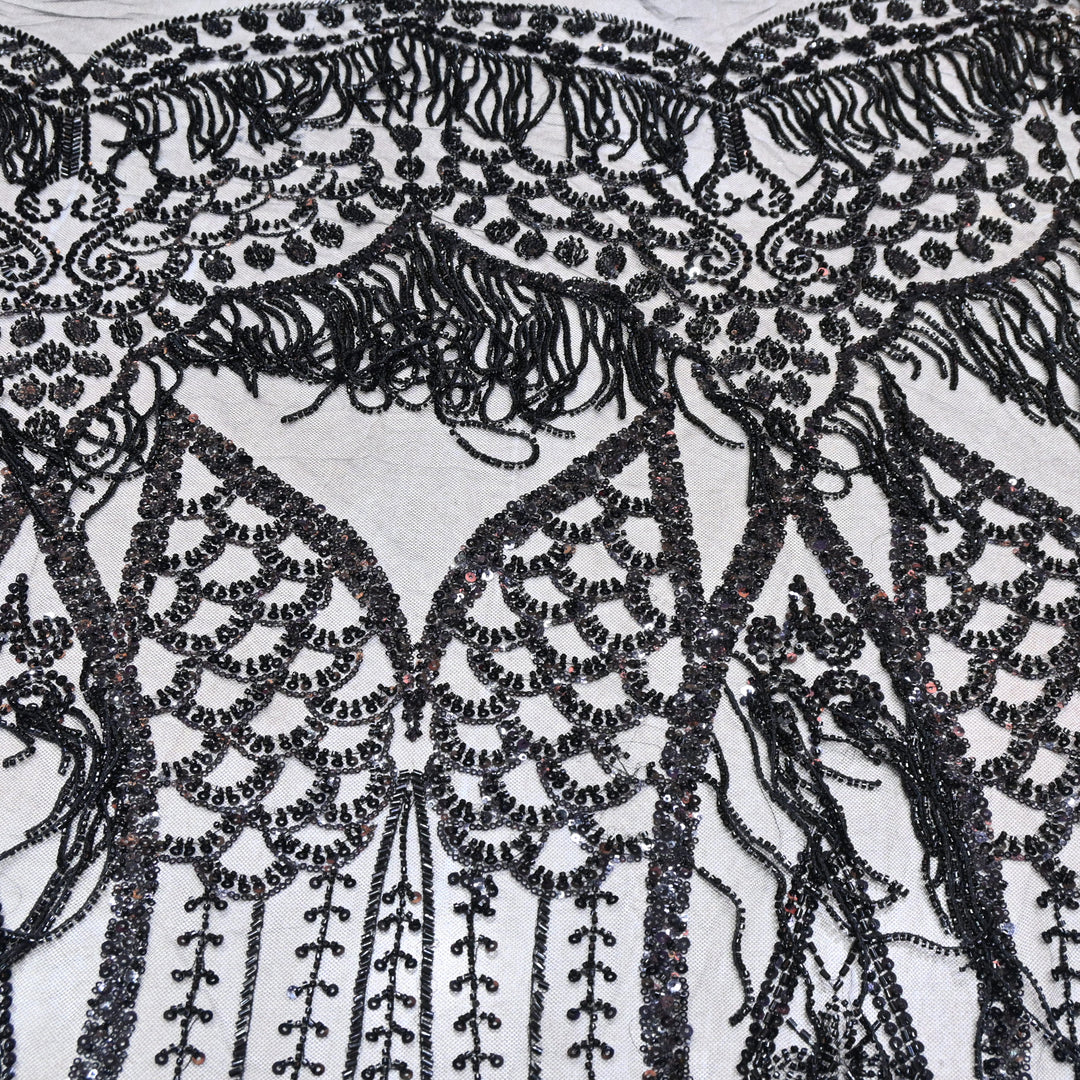 Imported Net Embroidery Fabric with Heavy Sequins & Beads Embroidery 60" | CF4832-03