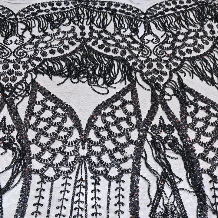 Imported Net Embroidery Fabric with Heavy Sequins & Beads Embroidery 60" | CF4832-03