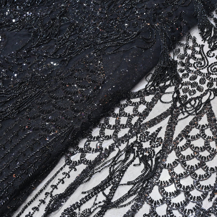 Imported Net Embroidery Fabric with Heavy Sequins & Beads Embroidery 60" | CF4832-03