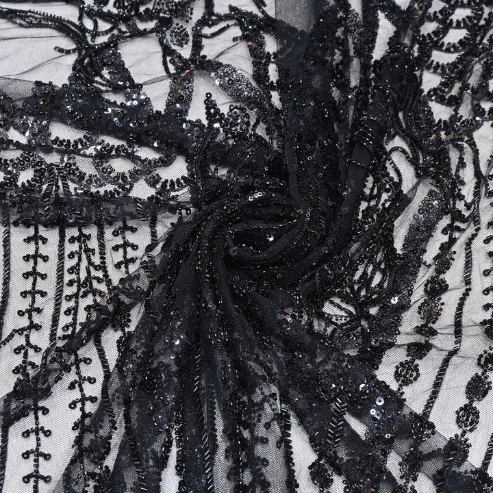 Imported Net Embroidery Fabric with Heavy Sequins & Beads Embroidery 60" | CF4832-03