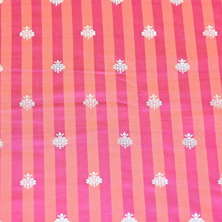 Premium Striped Satin Double Zari Brocade Fabric for Ethnic Wear - DSM523-5