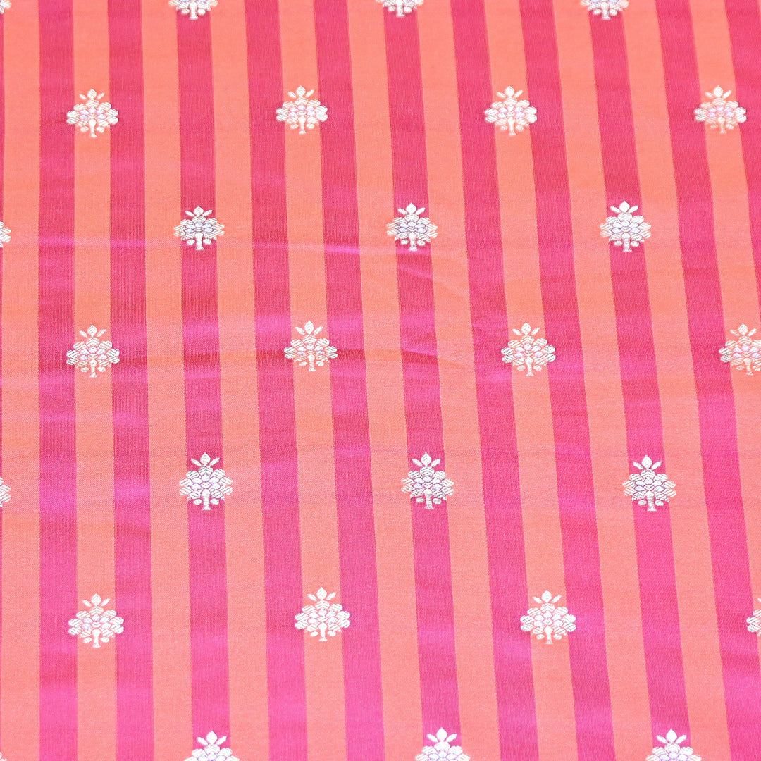 Premium Striped Satin Double Zari Brocade Fabric for Ethnic Wear - DSM523-2