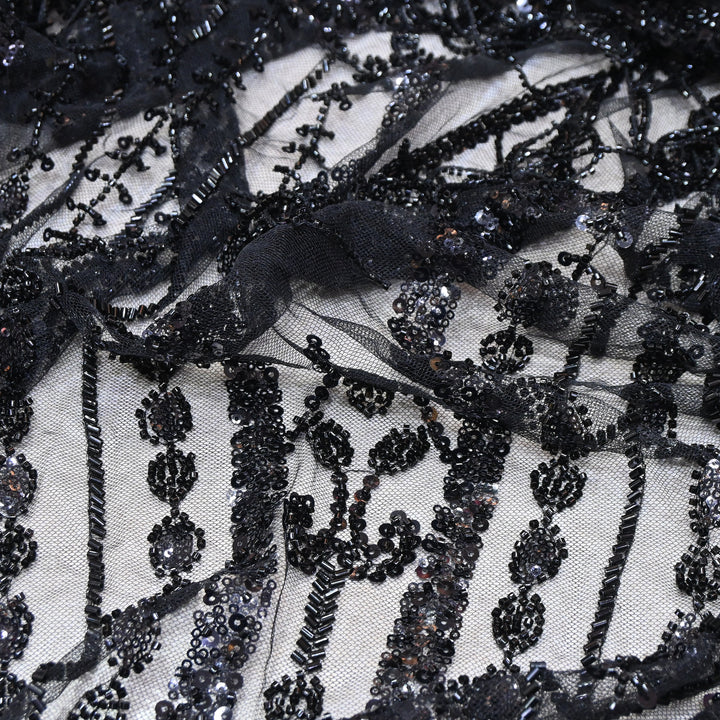 Imported Net Embroidery Fabric with Heavy Sequins & Beads Embroidery 60" | CF4832-03