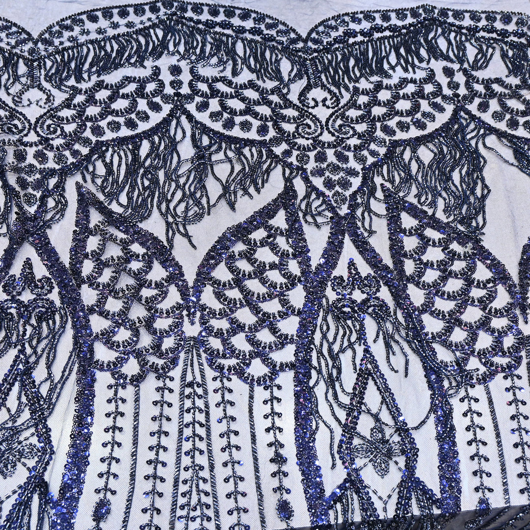 Imported Net Embroidery Fabric with Heavy Sequins & Beads Embroidery 60" | CF4832-04