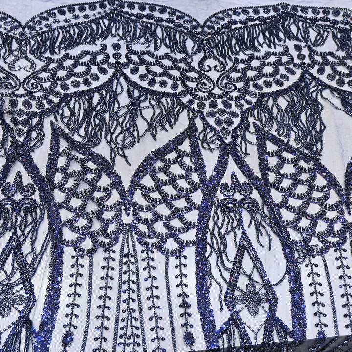 Imported Net Embroidery Fabric with Heavy Sequins & Beads Embroidery 60" | CF4832-04