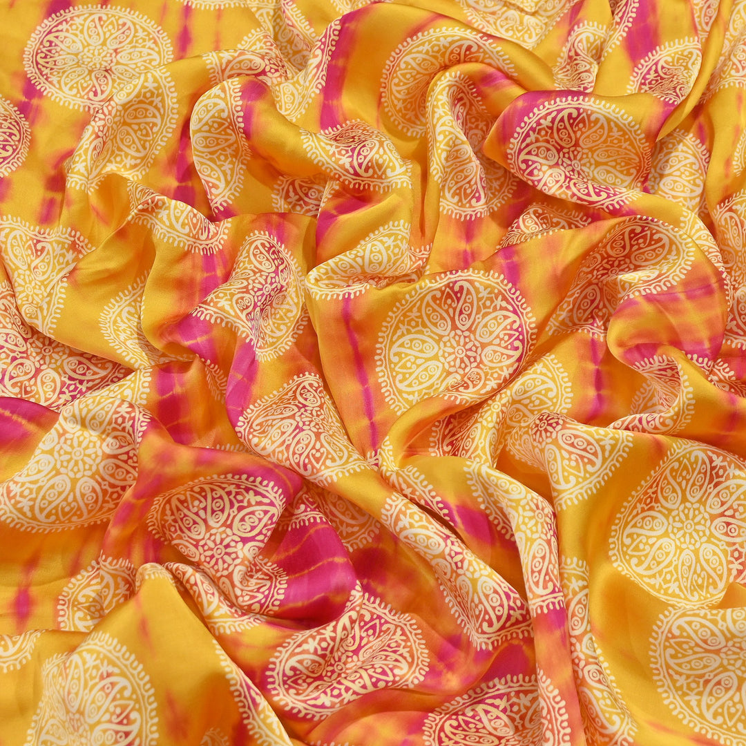 Bemberg Satin Digital Discharge Print Fabric 44" – Premium Soft Designer Fabric - DIS280-1