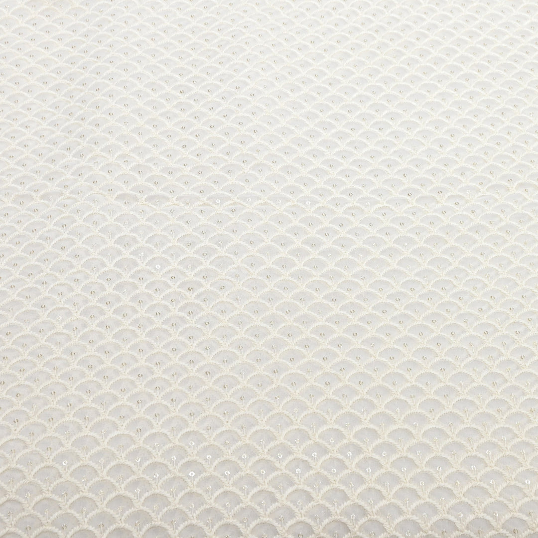 Premium Dyeable Georgette Thread & Sequins Embroidery Designer Fabric SC0R227