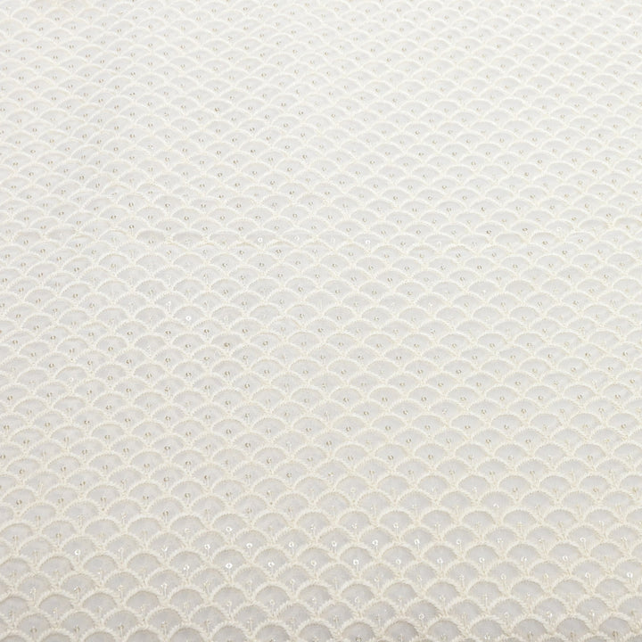 Premium Dyeable Georgette Thread & Sequins Embroidery Designer Fabric SC0R227