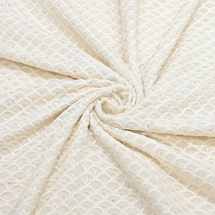 Premium Dyeable Georgette Thread & Sequins Embroidery Designer Fabric SC0R227