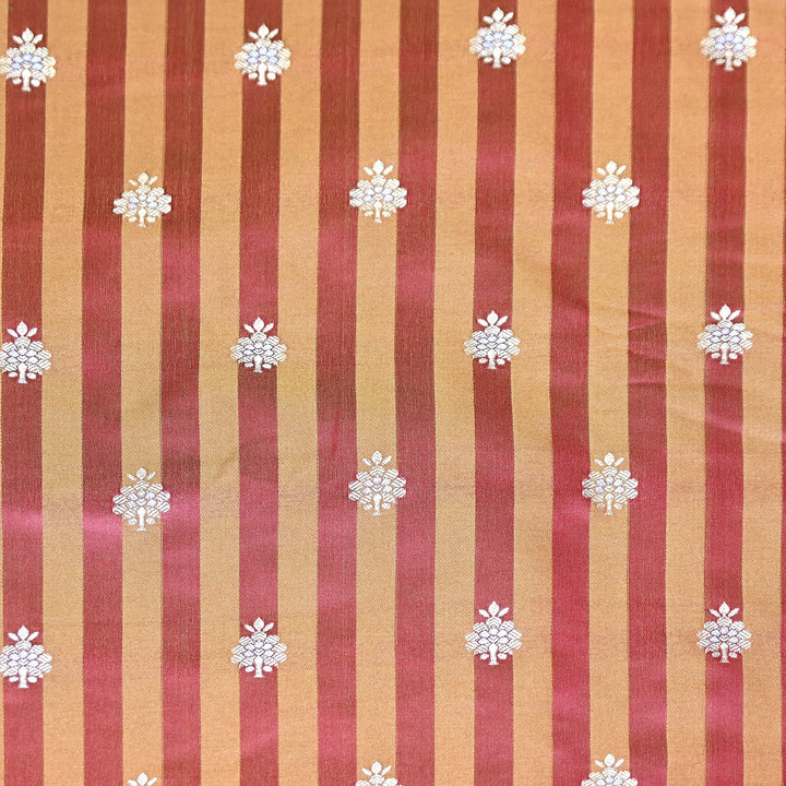 Premium Striped Satin Double Zari Brocade Fabric for Ethnic Wear - DSM523-7