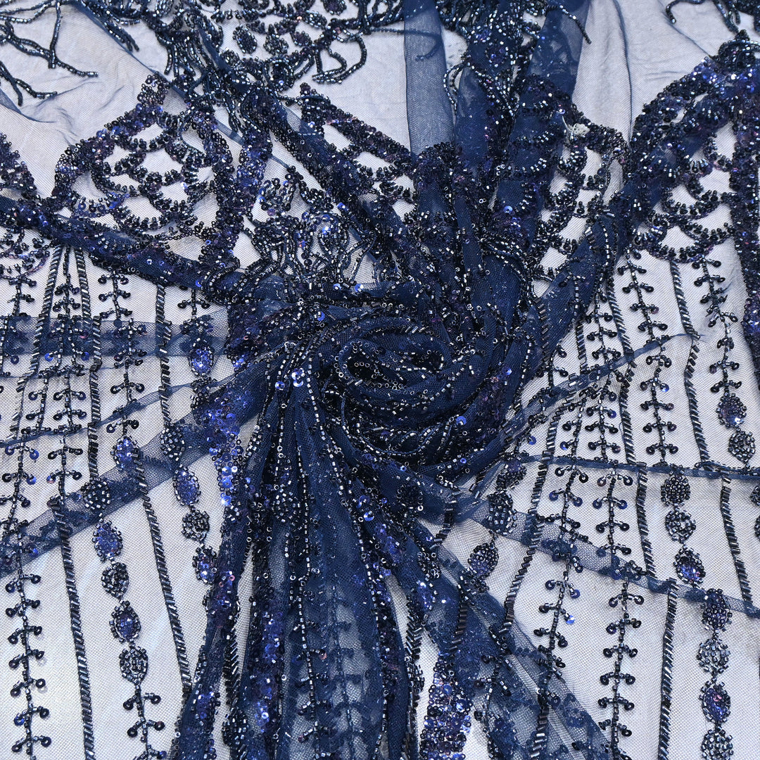 Imported Net Embroidery Fabric with Heavy Sequins & Beads Embroidery 60" | CF4832-04