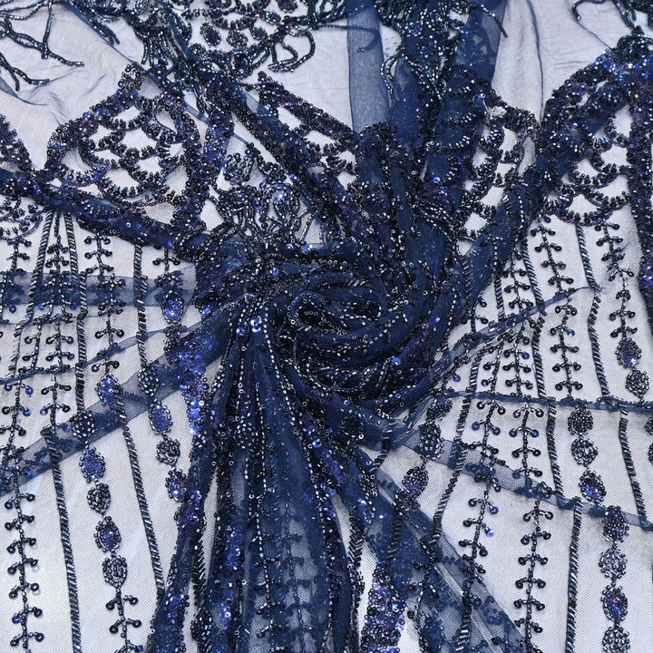 Imported Net Embroidery Fabric with Heavy Sequins & Beads Embroidery 60" | CF4832-04