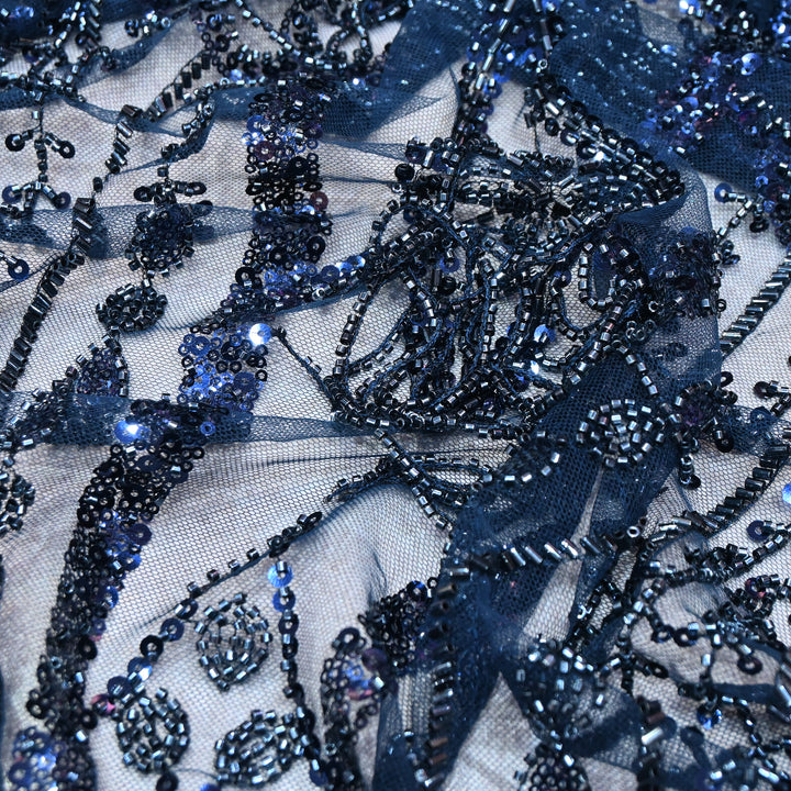 Imported Net Embroidery Fabric with Heavy Sequins & Beads Embroidery 60" | CF4832-04