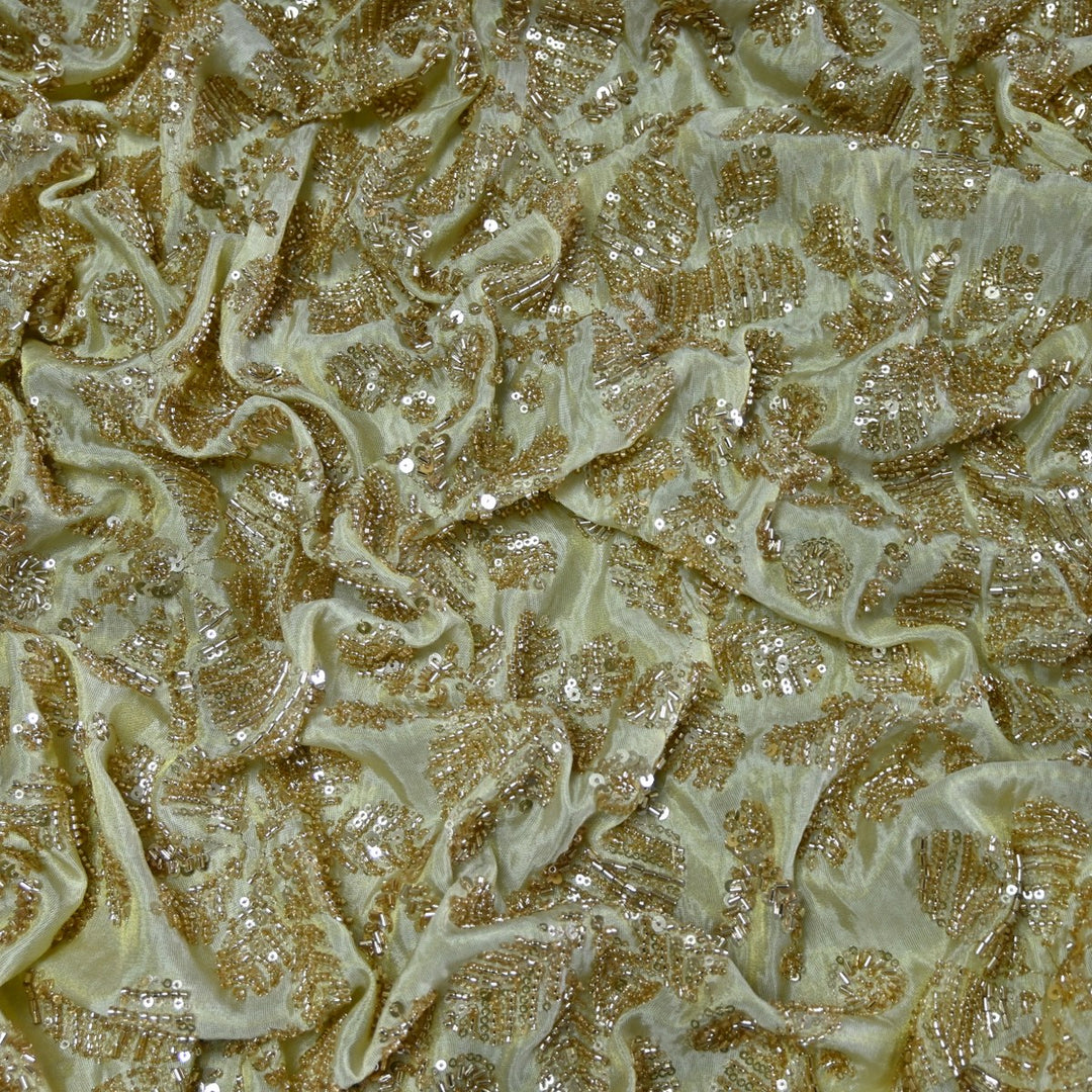 Premium Dyeable Tissue Thread Moti Sequins Embroidery Fabrics