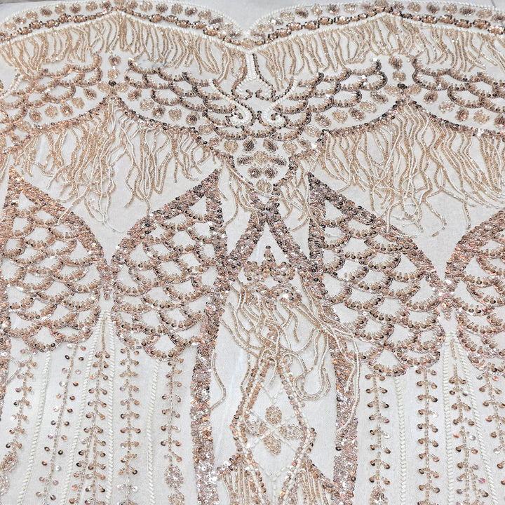 Imported Net Embroidery Fabric with Heavy Sequins & Beads Embroidery 60" | CF4832-02