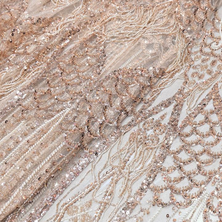 Imported Net Embroidery Fabric with Heavy Sequins & Beads Embroidery 60" | CF4832-02