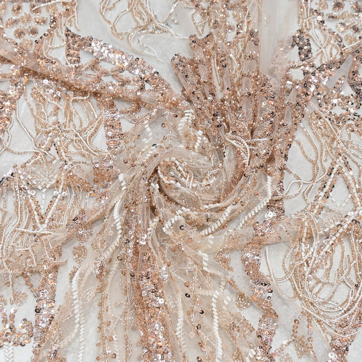 Imported Net Embroidery Fabric with Heavy Sequins & Beads Embroidery 60" | CF4832-02